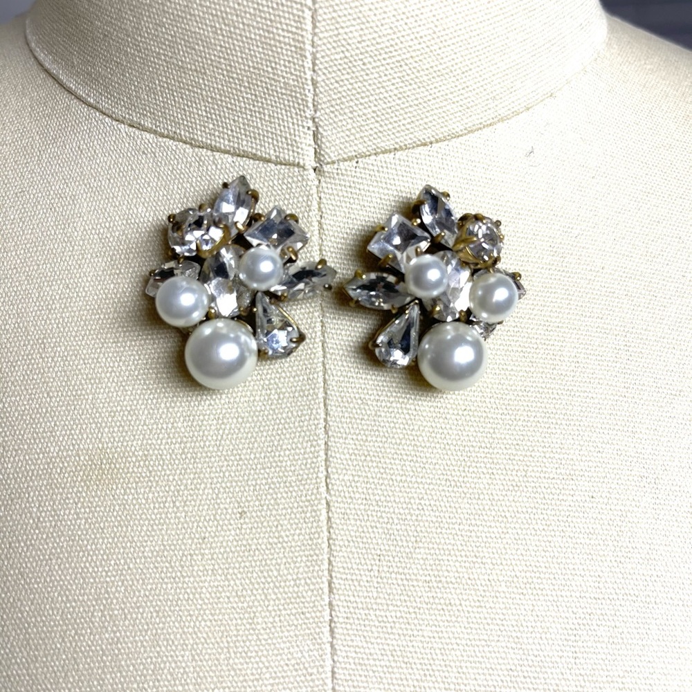 J. Crew Faux Pearl & Crystal Statement Earrings